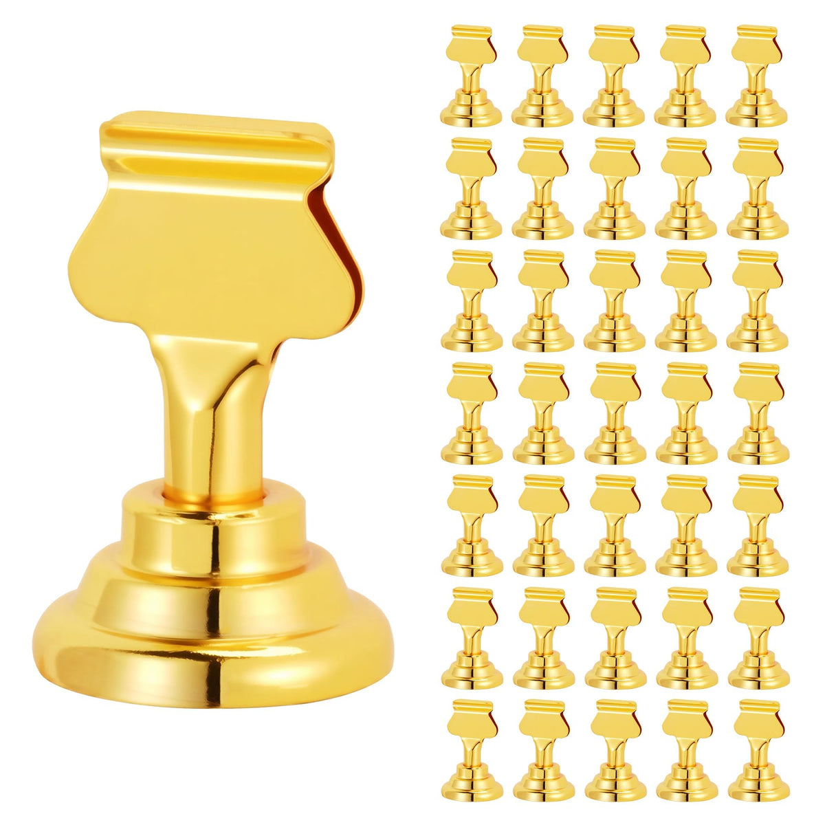 ERYTLLY 36 PK Place Card Holders 1.7 inches Table Card Holder Steel Card Holders for Weddings,Birthdays,Photos, Memo Notes, Restaurants (Gold 36PK)