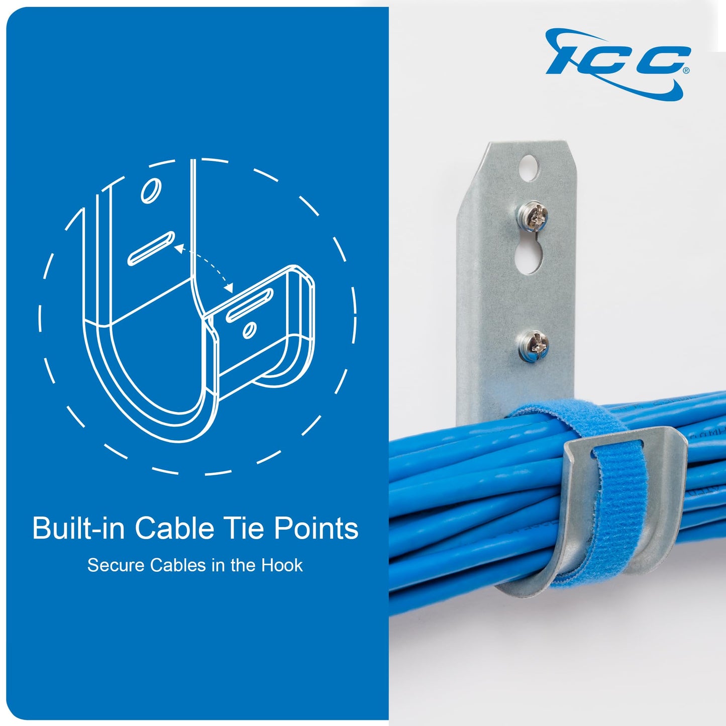 ICC 1 5/16" Wall Mount J-Hook in 25 Pack