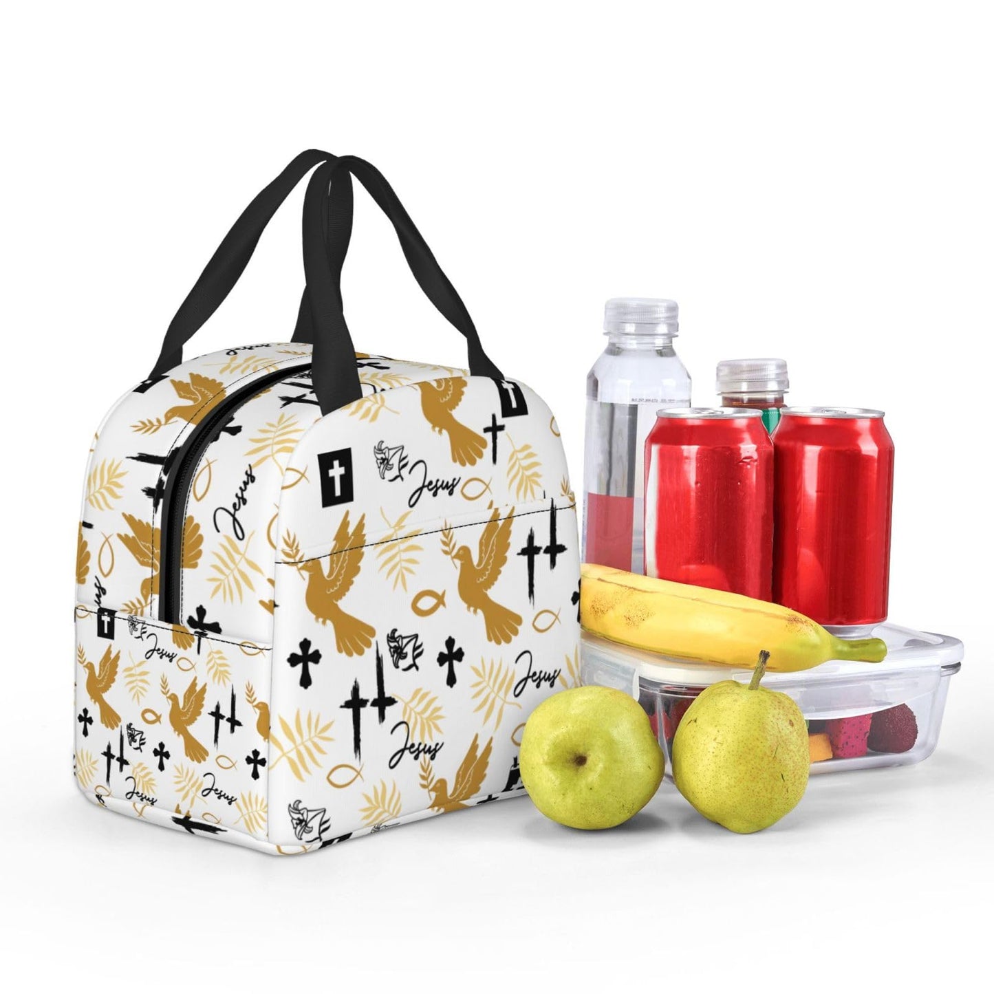 Jesus Cross Insulated Lunch Box Reusable Lunch Bag, Cooler Lunch Tote Bag for Women Men Picnic Office Work