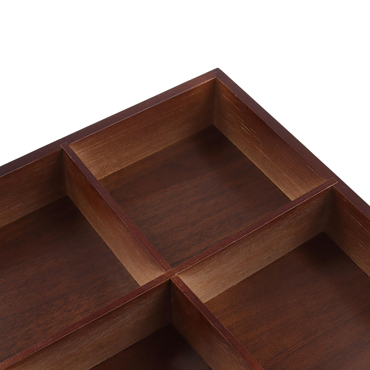 FUNSUEI 2 PCS Multi Compartment Wooden Tray, Divided Wooden Tray, Bamboo Serving Tray with 9 Sections, Wood Divided Snack Tray Storage Box for Appetizers, Jewelry, 12 x 12 x 1.85 Inch