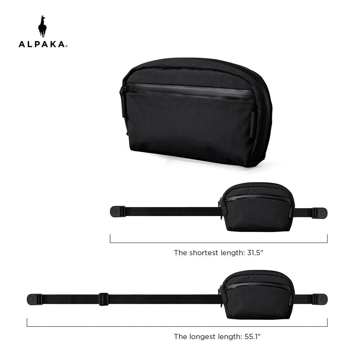 ALPAKA Flight Sling Bag 1L - Small Men's Crossbody Bag with Adjustable & Detachable Shoulder Strap - Tech Organizer Travel case, Waterproof Phone holder, Compact Bag, Black Axoflux 210D