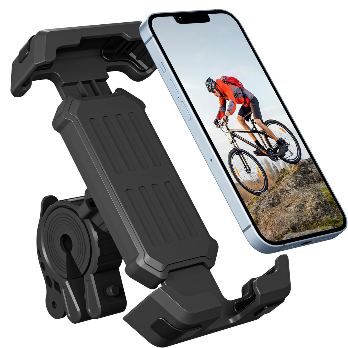 iLiveX Bike Phone Holder, Anti-Shake Motorcycle Phone Mount with Security Lock, Handlebar Cell Phone Clamp for Bicycle Scooter Ebike Stroller for iPhone 16 15 14 Pro Max, 4.7-6.8" Phones