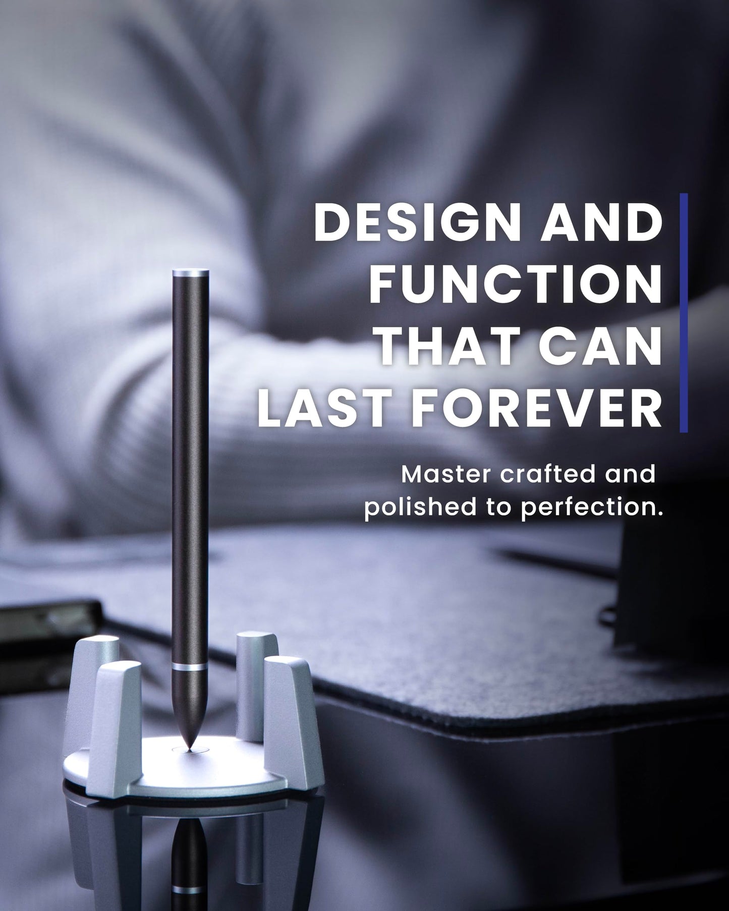 novium Hoverpen - Luxury Pen for Men & Women, Vertically Standing Executive Ballpoint Pen with Top Grade Free-Flowing Ink Refill, Metal Made, Unique Gifts, Luxury Pen for Men, Mens Gifts Ideas