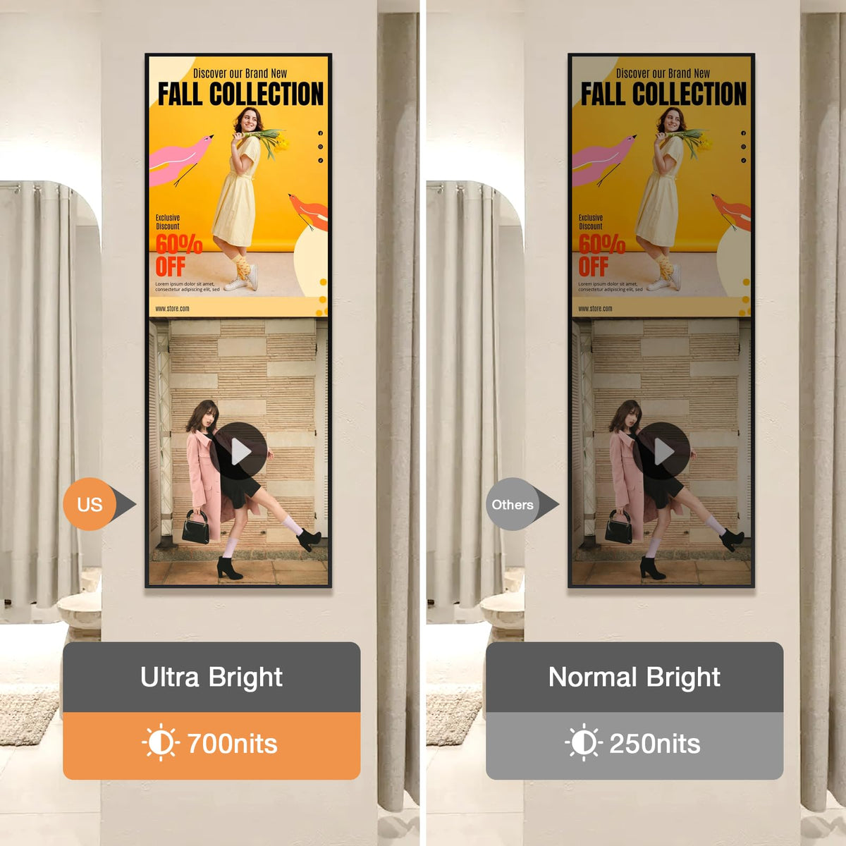 Canlarriz 43" Ultra-Wide Commercial Bar Monitor – Slim 1.02", Frameless Design, 1000nits Brightness, Android OS, USB/HDMI/WiFi, Ideal for Digital Menus, Remote Multi-Device Management