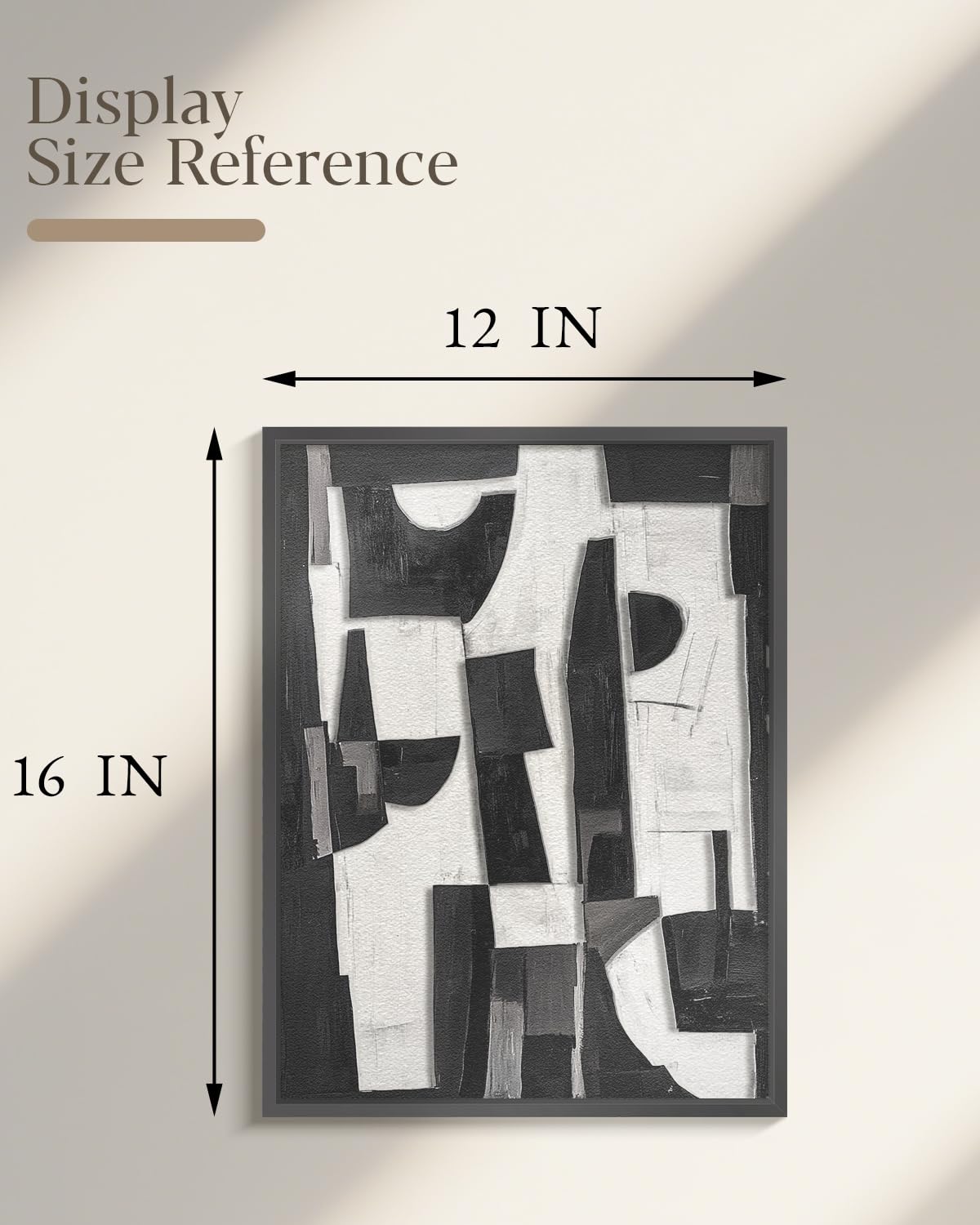Modern Black White Abstract 3D Stacked Double-Panel Sandstone Wall Art, 12x16 Geometric Design Metal Frame Minimalist Wall Hanging, Contemporary Room Bedroom Scandinavian Office Gallery Decor