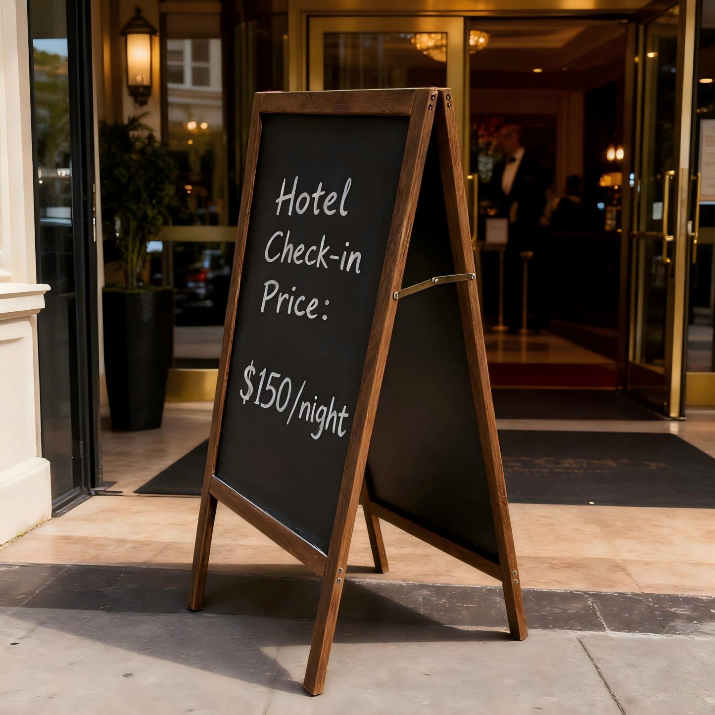 A-Frame Chalkboard Sign Large 40" x 20" Double-Sided Outdoor Foldable Blackboard Magnetic Wooden Sidewalk Signs Standing Board for Cafes & Events