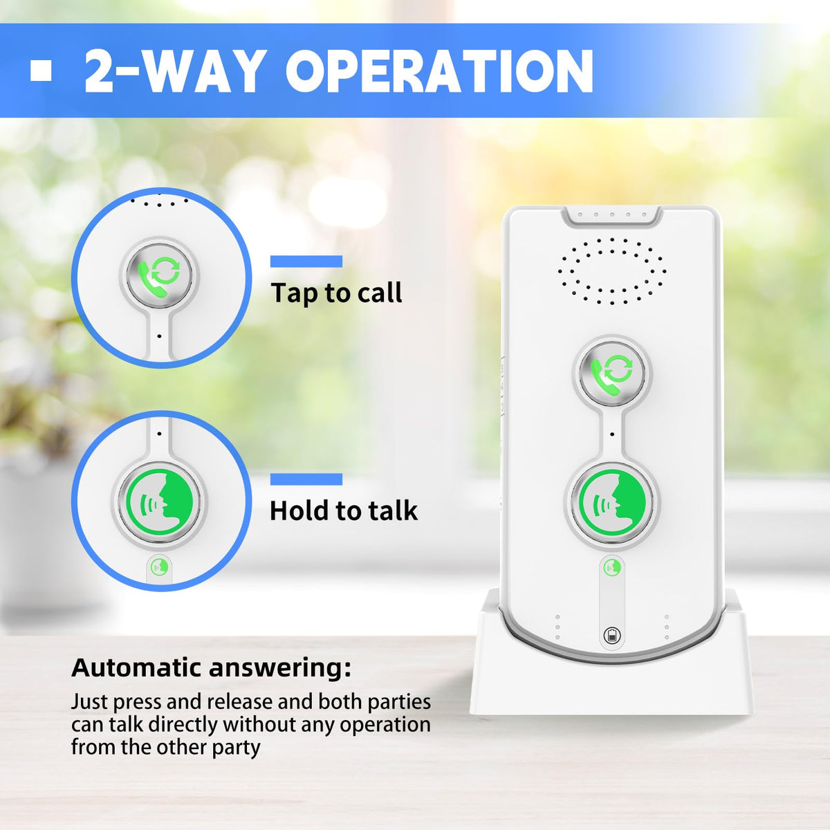 2 Way Intercom for Home Upgraded, Portable Wireless Intercom System for House with 5 Level Volume and Ringtones Adjustment Rechargeable for Hospital Hotel Office Business 4 Pack(White)