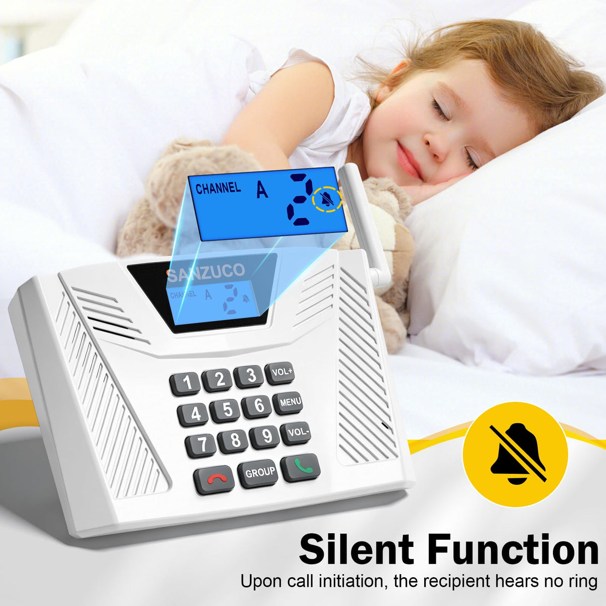 SANZUCO 60L Intercoms Wireless for Home, 1700ft 2026 Wireless Intercom System with Full Duplex & Group Call, Hands Free Two Way Real Time Home Intercom for Elderly, Kids & Office (2 Pack)