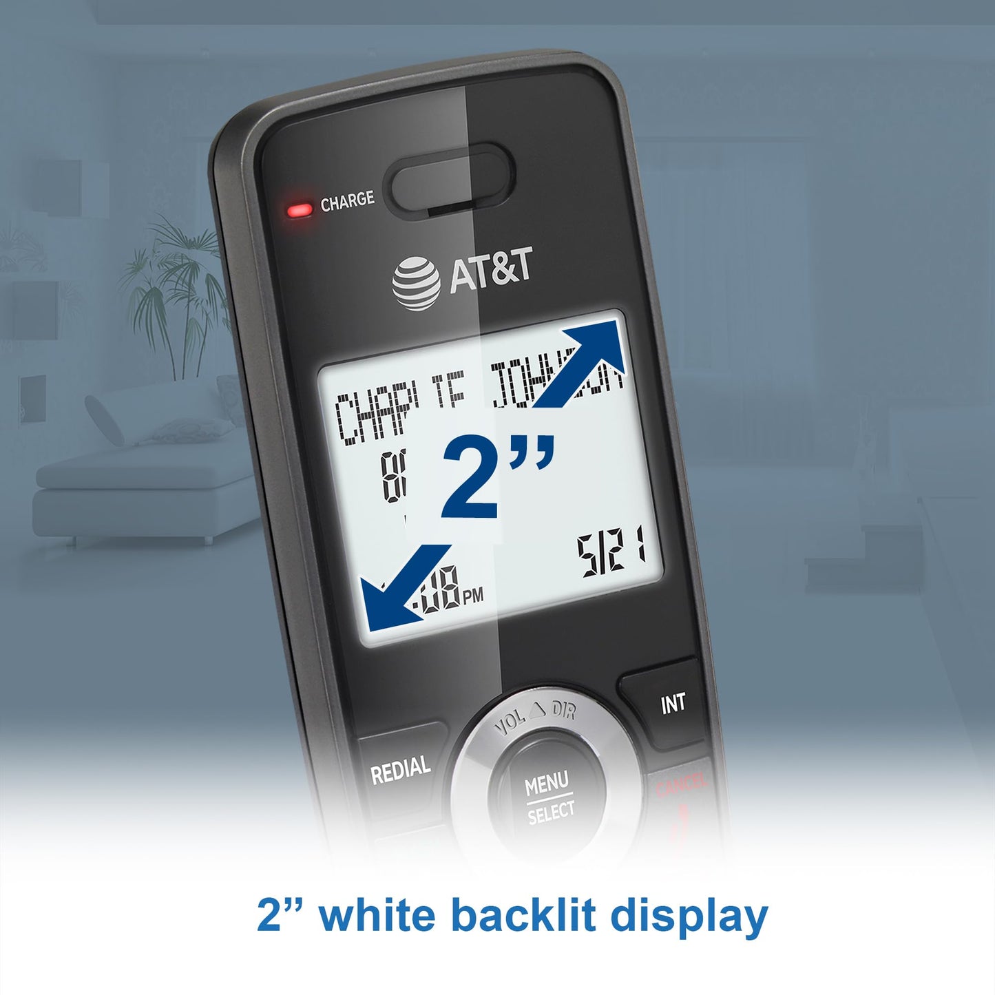 AT&T GL2101-2 DECT 6.0 2-Handset Cordless Phone with Call Block & Caller ID - Full-Duplex Speakerphone, 2" White Backlit Display, Lighted Keypad, Graphite & Black
