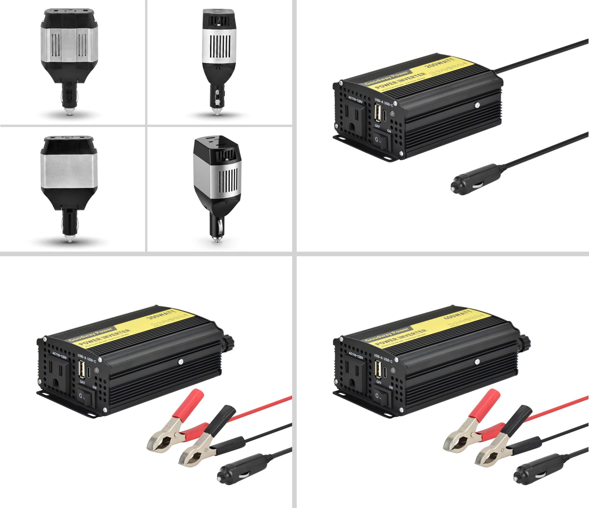 Goodway Power Compact and Lightweight Modified sine Wave Power Inverter DC12V to AC110-120V 60Hz with Rated Output Power 100W,200W, 300W, 400W for Choice(100, Watts)