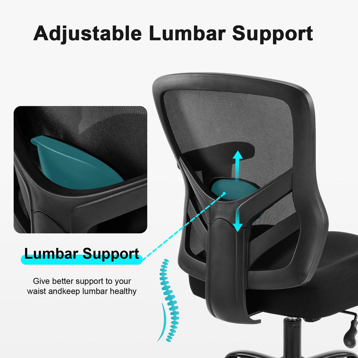 YFO Ergonomic Office Chair, Mesh Computer Desk Chair with Adjustable Back Lumbar Support and Armrests, Comfy Executive Rolling Swivel Task Chair for Home Office, Black