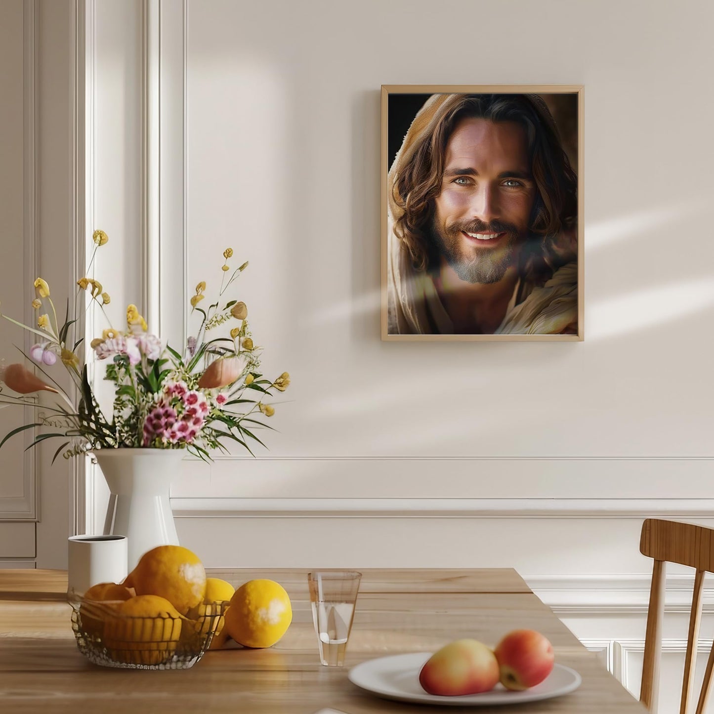 Jesus Portrait Wall Art Print - 11x14 Christian Canvas Art - Inspirational Religious Home Decor - Modern Spiritual Artwork for Living Room Bedroom - Picture of Christ - Premium Quality - Unframed