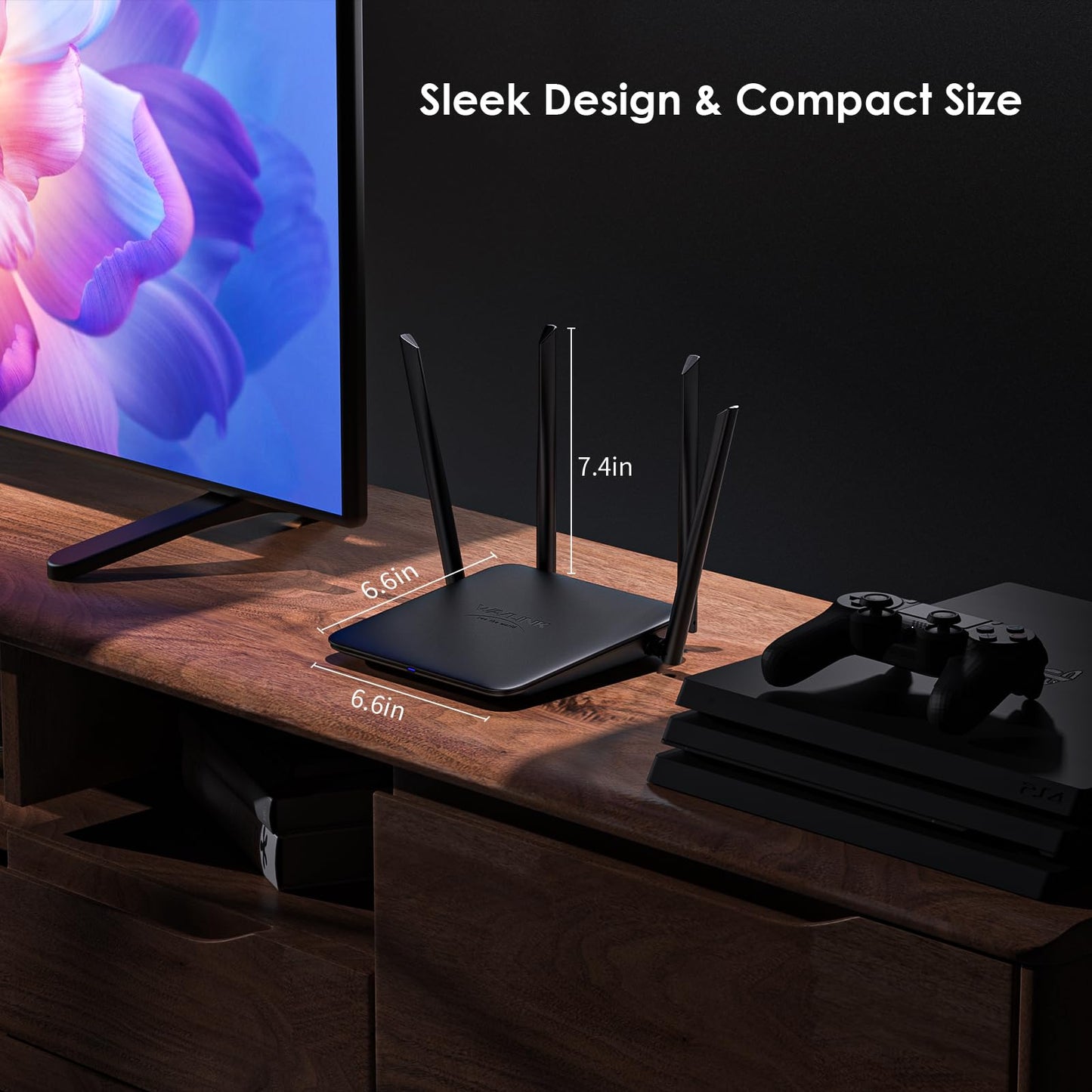 WAVLINK BE5100 WiFi 7 Router, 2026 Dual Band Gaming Router with 4096-QAM Tech, 5dBi High-Gain Antennas, Support Mesh/AP/Repeater Mode, MLO & Multi-RU, Guest WiFi, OFDMA, MU-MIMO, QoS, IPv6, VPN