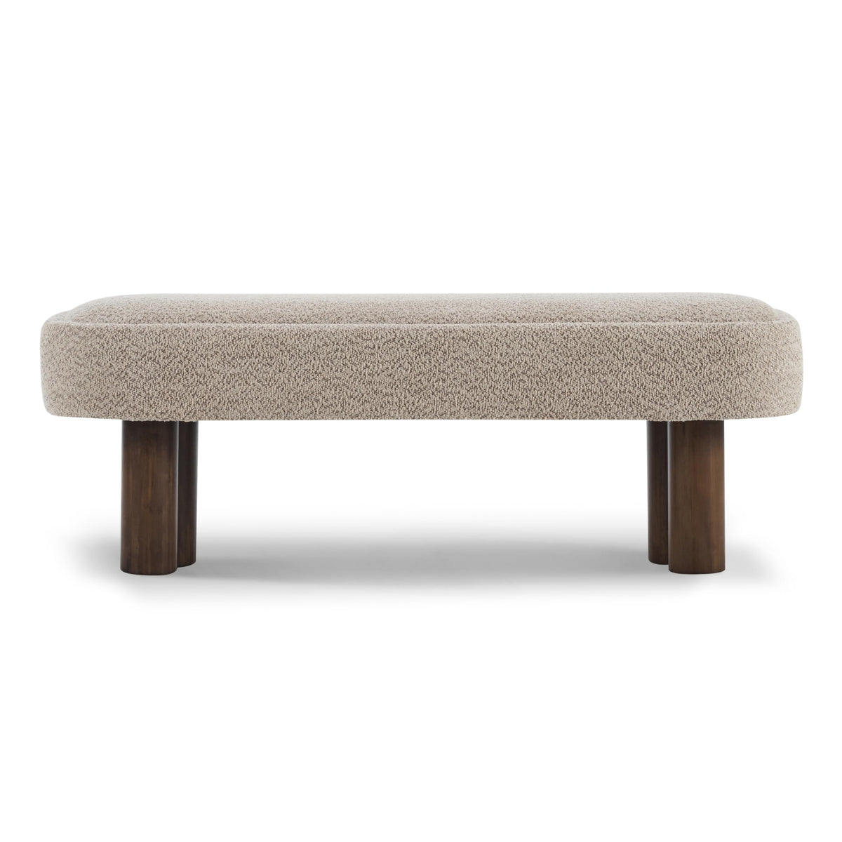 Christopher Knight Home Damas Boucle Upholstered Dining Bench, Wooden Entryway Bench, Long Sofa Footstool for Living Room, Bedroom End of Bed Bench, Khaki+Walnut
