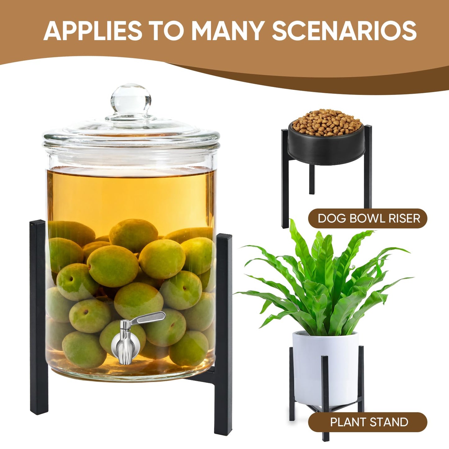 Aivkoif Adjustable Beverage Dispenser Stand - Universal Holder Fits 1 to 3.5 Gallon Drink Dispensers for Party, Wedding, Catering (Stand Only) (Black-1PCS)