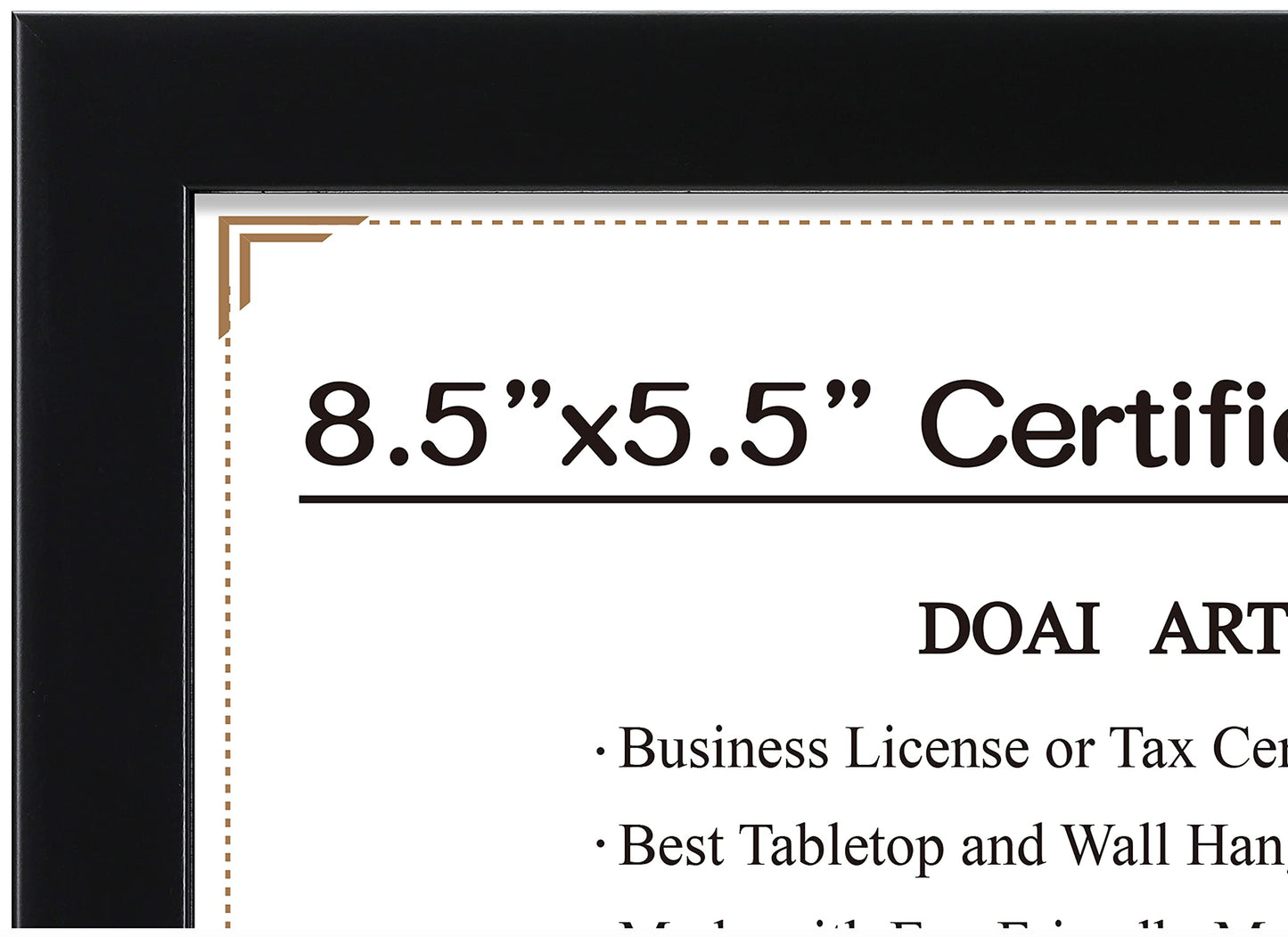 DOAI ART 8.5 x 5.5 Business License Frame Black, Professionals 5.5 x 8.5 Certificate Frames Fit Diploma, Document and Tax Certificate Self Standing with Wall Hangers
