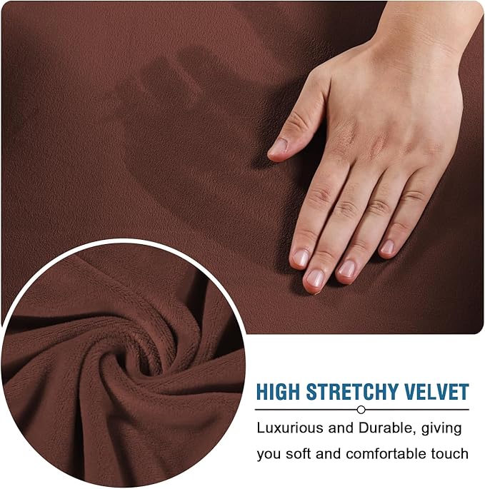 H.VERSAILTEX Real Velvet Plush 3 Piece Stretch Sofa Covers Couch Covers