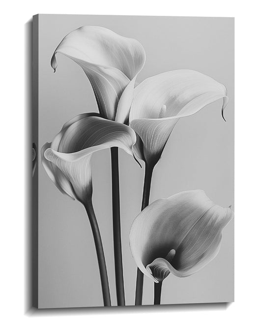 Black and White Flower Wall Art Calla Lily Picture Elegant Floral Canvas Prints Modern Painting Ready to Hang for Bathroom Living Room Bedroom Home Office Decor Framed(Flower-12,12.00"x18.00")