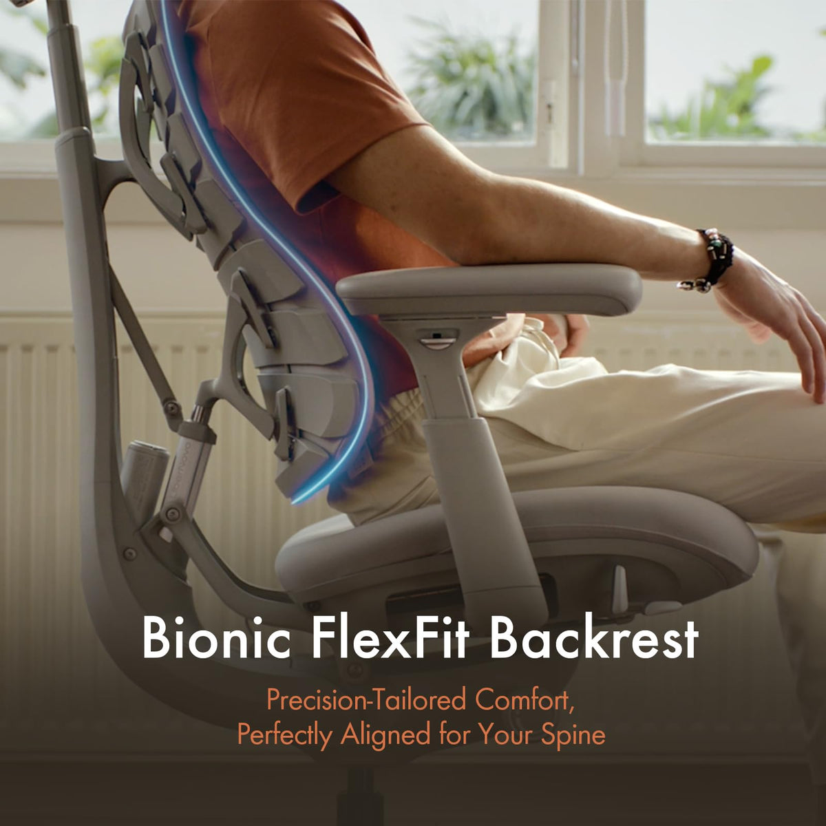LiberNovo Dynamic Ergonomic Desk Chair + StepSync Footrest Bundle - Comfy Home Office Chair with Adaptive Lumbar Support, 160° Recline & Built-in Spine Stretch, Black+48cm