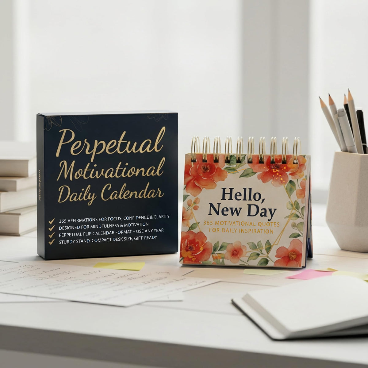Only Zest Perpetual Calendar - Daily Affirmations for Women, 365 Perpetual Desk Calendar Flip, Compact Daily Flip Quotes for Desk, Undated for Use Any Year, Gift-Boxed for Birthdays, Mother's Day