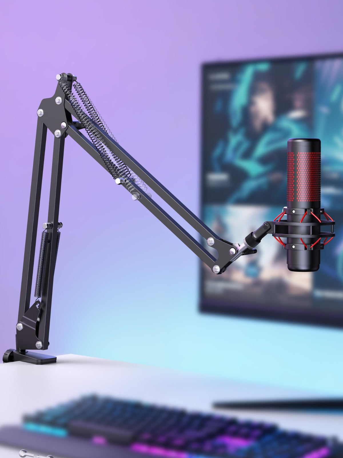 InnoGear Boom Arm Microphone Mic Stand for Blue Yeti HyperX QuadCast SoloCast Snowball Fifine Shure SM7B and Other Mic, Black