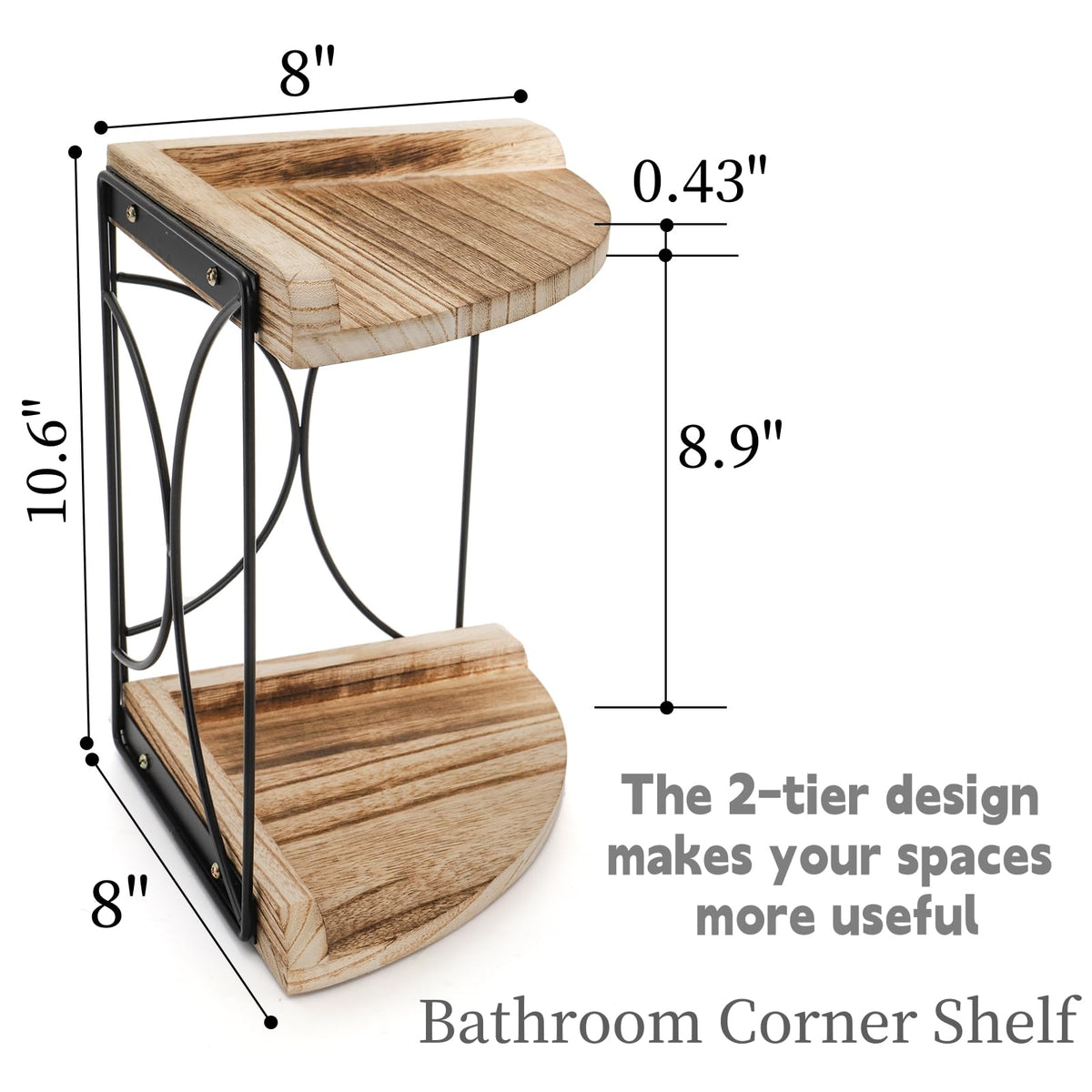 Goaste 2-Tier Bathroom Counter Organizer, Wood Vanity Corner Shelf, Skincare Storage Standing Tray, Kitchen Countertop Spice Rack, Makeup Perfume Holder for Bathroom Organization, Dresser, Kitchen