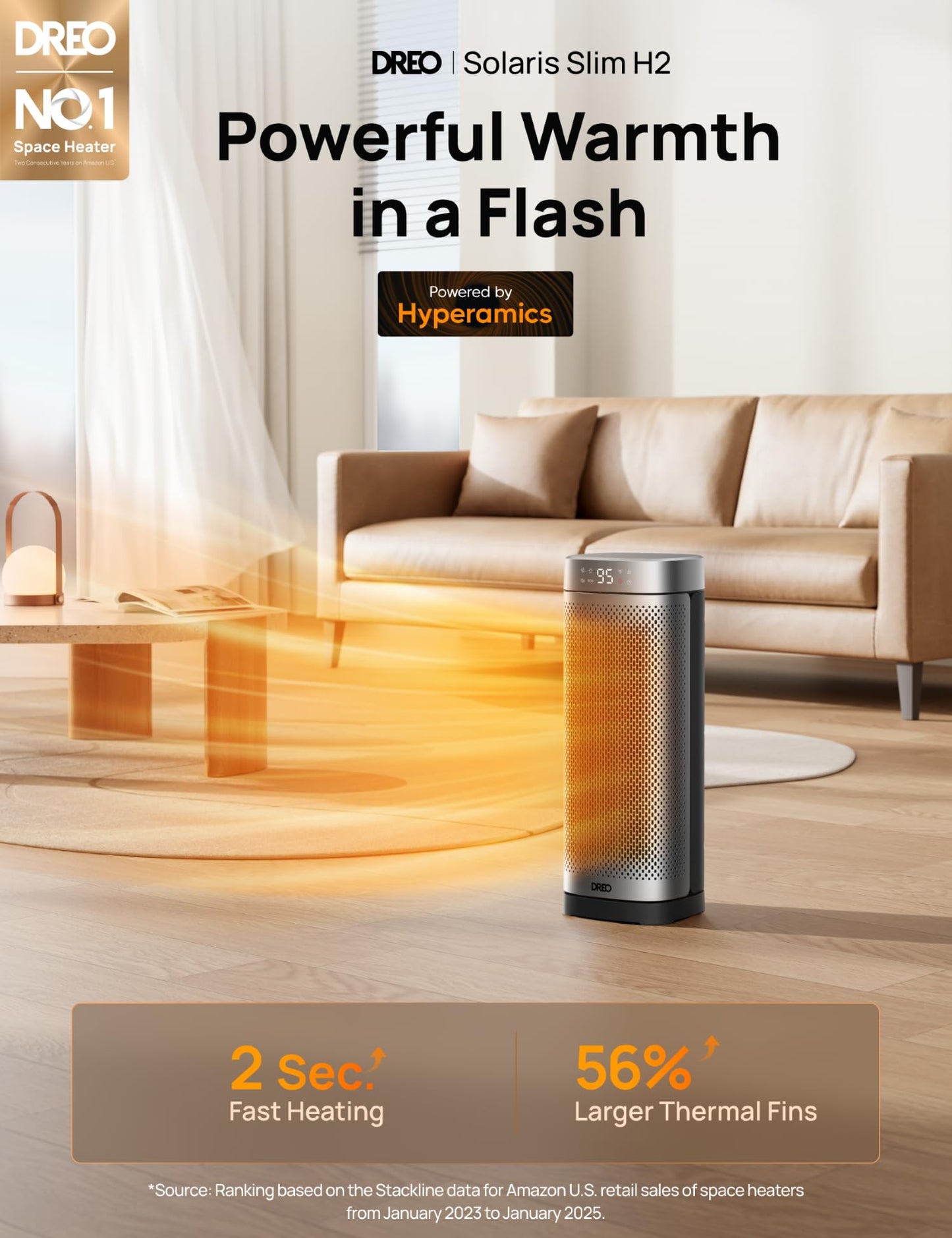DREO Space Heaters for Indoor Use, Fast Heating Portable Heaters with Remote, Large PTC Ceramic Electric for Bedroom, 12H Timer, 70° Oscillation, Overheat Protection, 1500W Safety Heat for Home Office