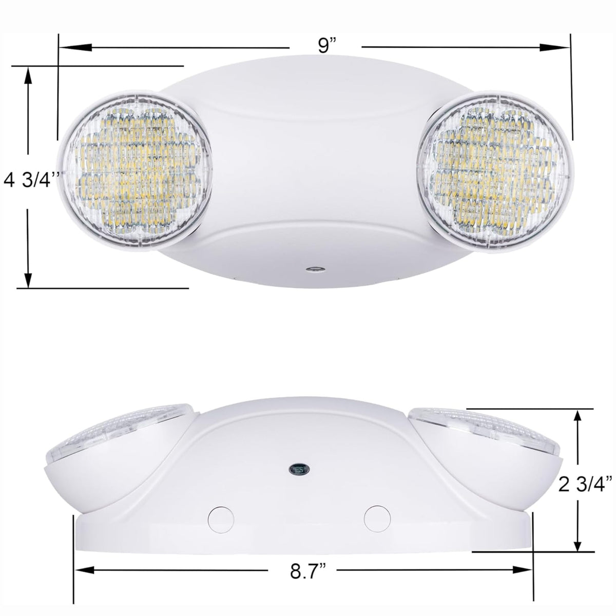 LIT-PaTH LED Emergency Lighting Fixtures with 2 LED Bug Eye Heads and Back Up Batteries- US Standard Exit Light, UL 924 and CEC Qualified, 120/277 Voltage, White, 1-Pack