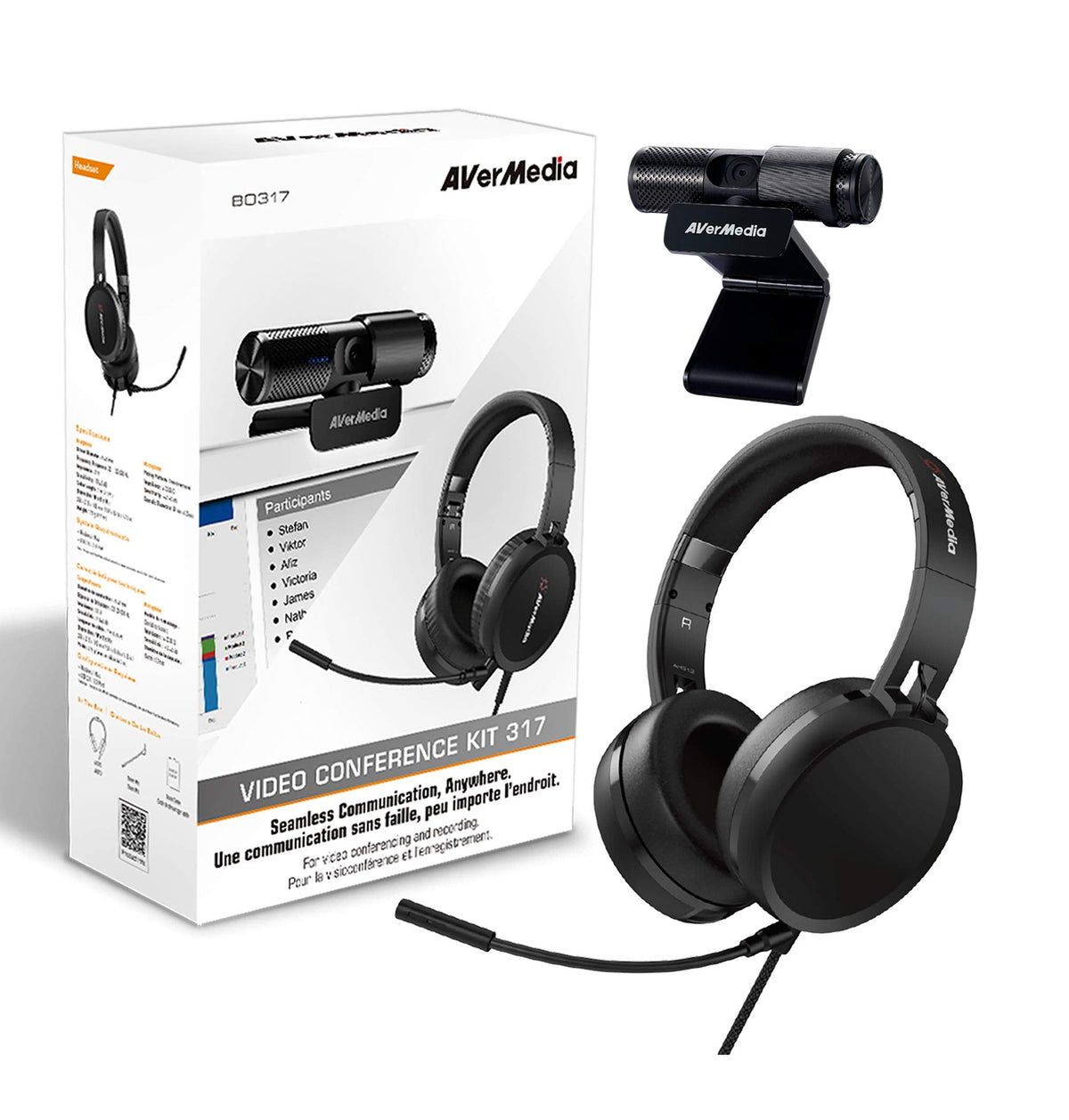 AVerMedia BO317 Video Conferencing Kit 1080p Webcam USB Headphone, Video Conferencing, Gaming Accessories for PC and Laptop