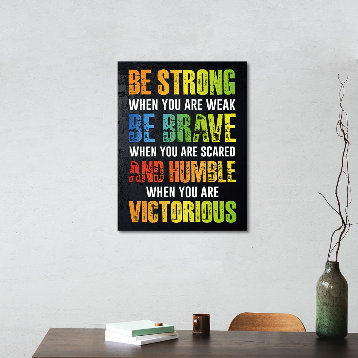 Gwisml Inspirational Canvas Wall Art,Be Strong When You Are Weak Motivational Quotes Canvas Frame Painting Prints Posters Artwork For Home Office Wall Decor
