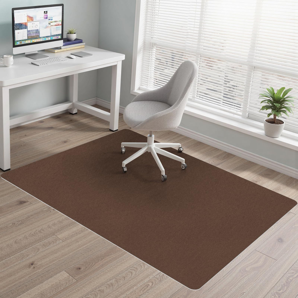 Office Chair Mat for Hardwood Floors, 36" x 55" Computer Desk Chair Mat, Anti-Slip Floor Protector, Large Under Desk Rug for Office & Home, Coffee