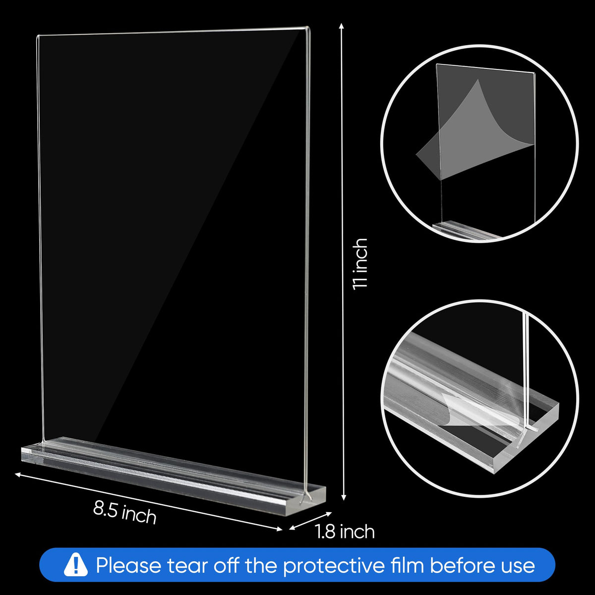 ZongXing acrylic sign holder 8.5 x 11 Paper Stand 10 Pack Clear Double Side T Shape Acrylic Table Signs for Displaying, Flyer Holder Paper Card Holder for Office Business Store Mall Restaurants