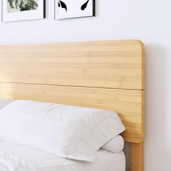 BOSRII 14in High Solid Bamboo Wood Platform Queen Size Bed Frame