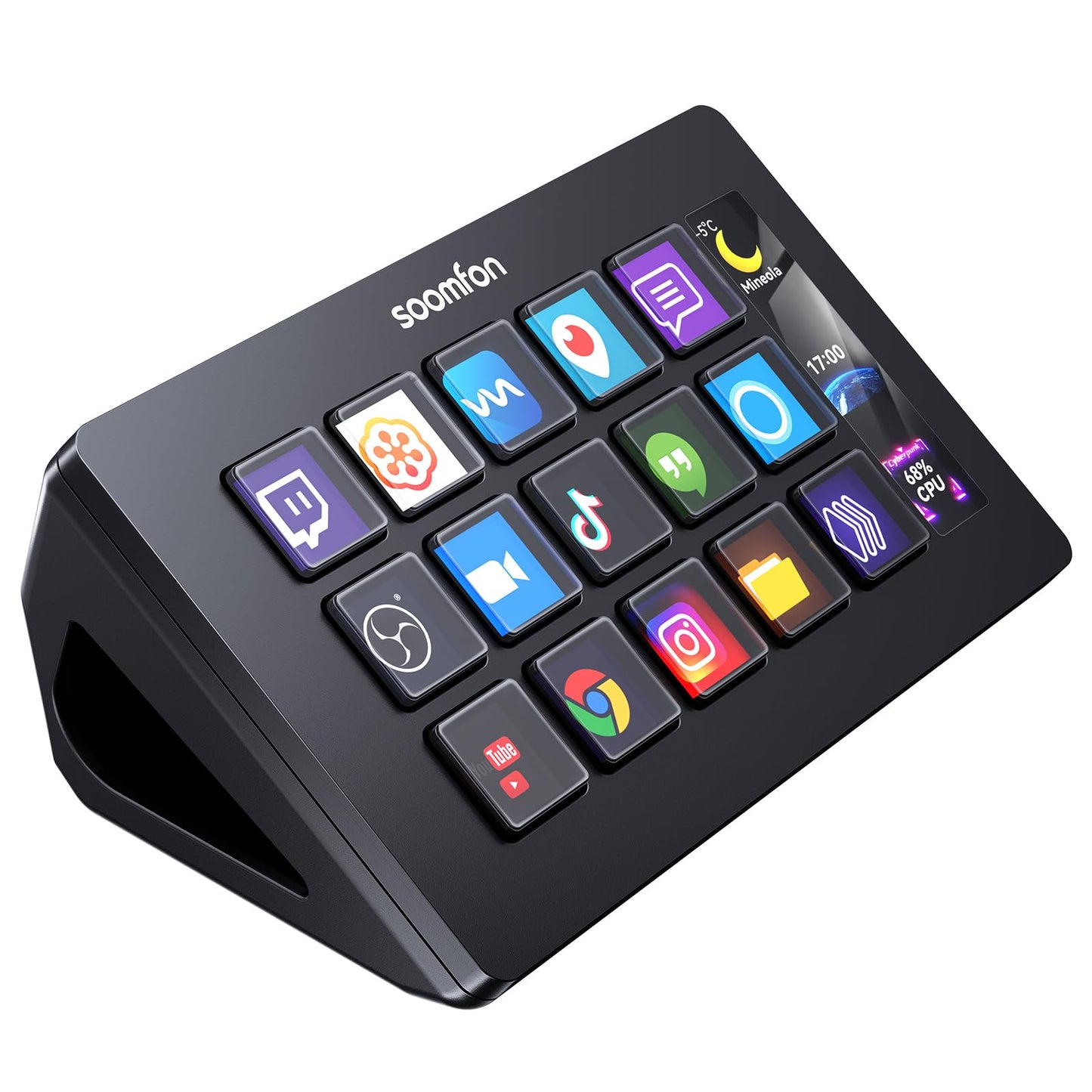 SOOMFON Stream Controller Stream Control Deck with 15 LCD Macro Keys Customizable to Trigger Actions in OBS Twitch YouTube Compatible with PC & Mac for Content Creators Streaming Gaming