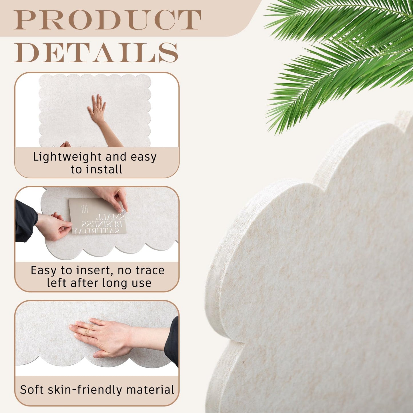 Mooliwe Scalloped Felt Bulletin Board 24 x 18 Inches Foldable Camel Pin Cork Board Alternative for Wall, 2' x 1.5' Trifold Picture Vision Self Adhesive Bulletin Decorative