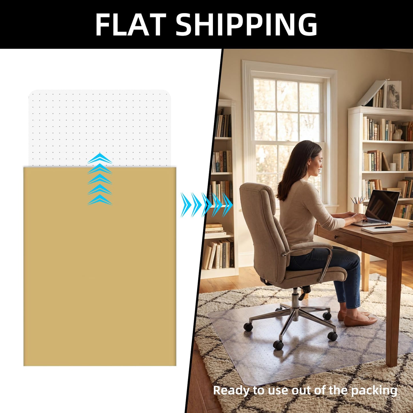 KAISLE Office Chair Mat for Carpet, 32x48 Heavy Duty Clear Plastic Rolling Chair Mat for Carpet Floor, Under Computer Desk Chair Floor Mats Protector Carpeted Floors