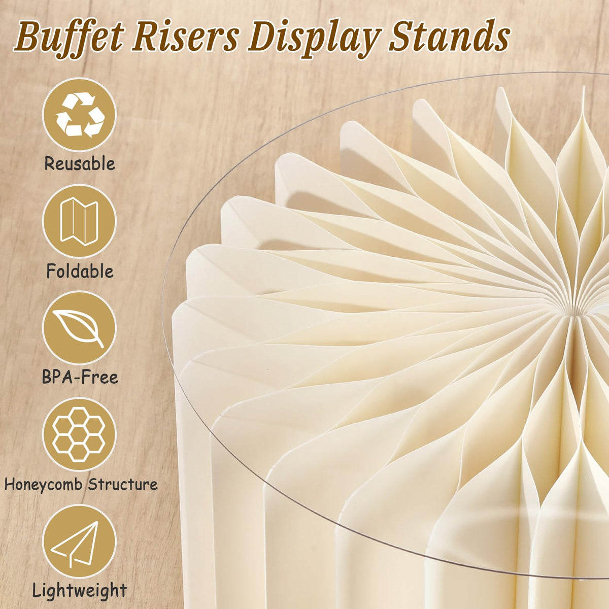 Youjoitim 6Pcs Buffet Risers, Food Risers for Table, Foldable Cake Display Stands, Tall Cardboard Cupcakes Stand for Show Catering Desserts Jewelry Wedding Birthday Party Decoration (White)