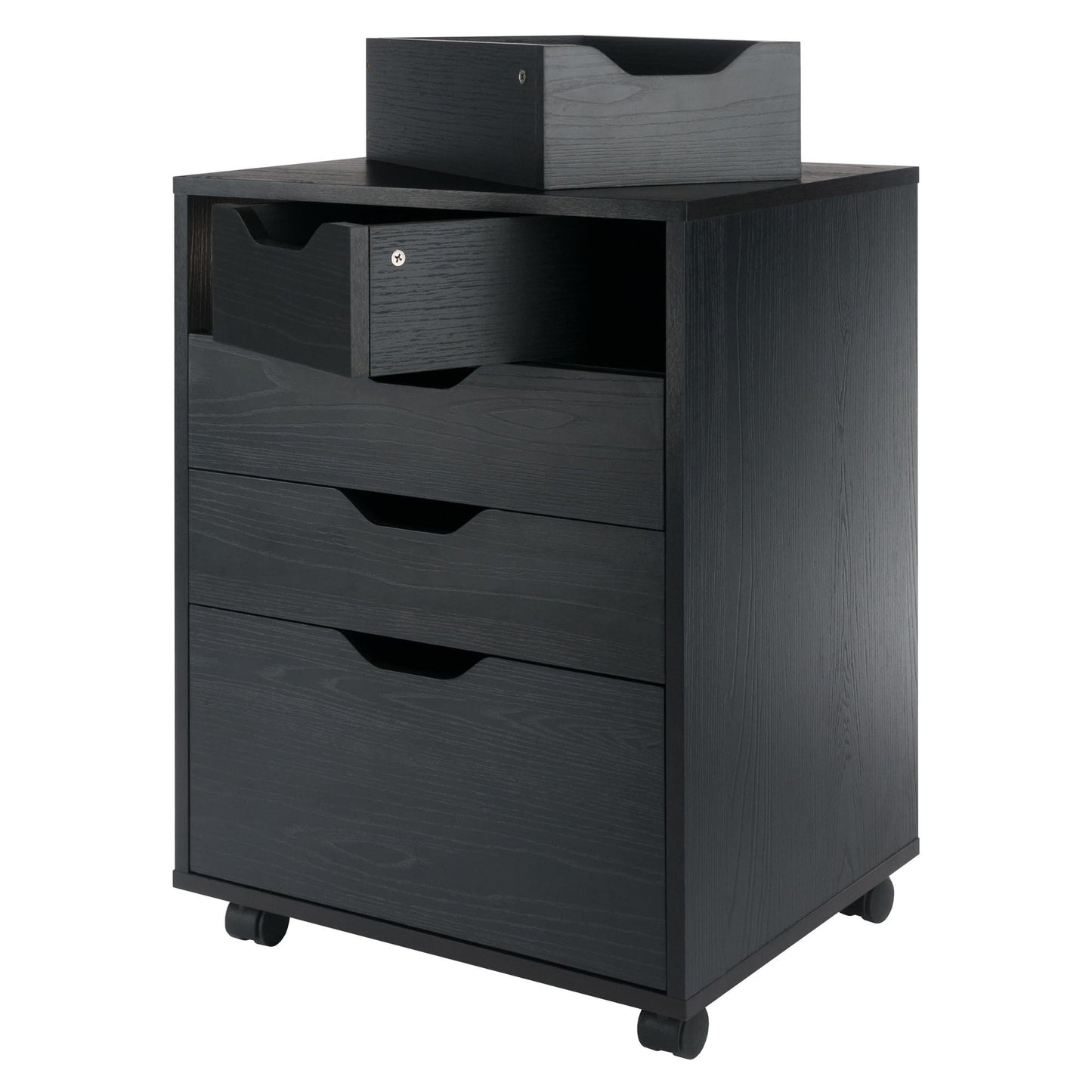 Winsome Halifax Mobile Storage Cabinet with 5 Drawers in Black, Stylish & Functional Home Storage Cabinet for Filing, Kitchen Organization, Moveable Furniture for Office, Dorms, Apartments