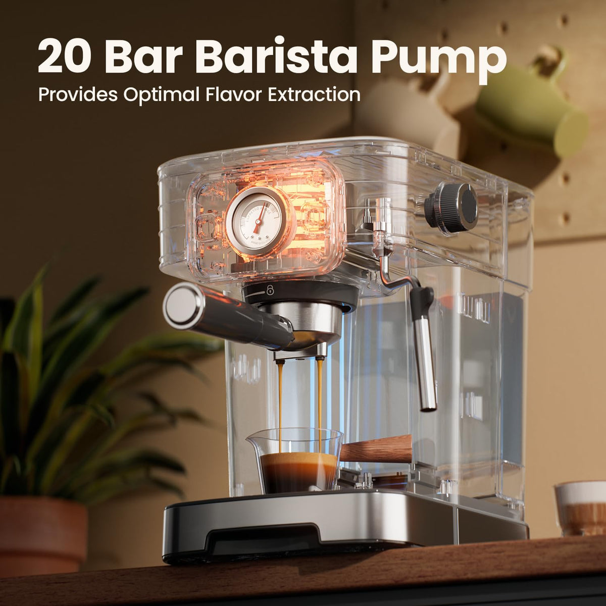 JZ.CAFE Espresso Machine 15-Bar Pump & Temperature Control - 1200W Barista Coffee Maker Kit for Espresso, Latte, Cappuccino
