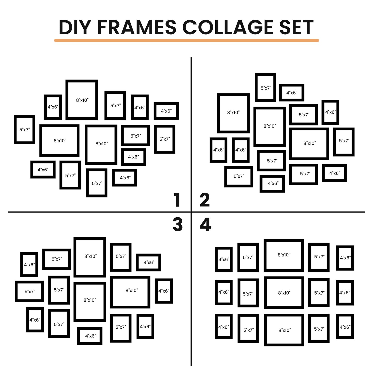 Venusmiles 15 Pack Picture Frames Collage Wall Decor, Gallery Frame Set for Wall Mounting or Tabletop Display, Multi Sizes Including 3pcs 8x10, 6pcs 5x7, 6pcs 4x6, Walnut