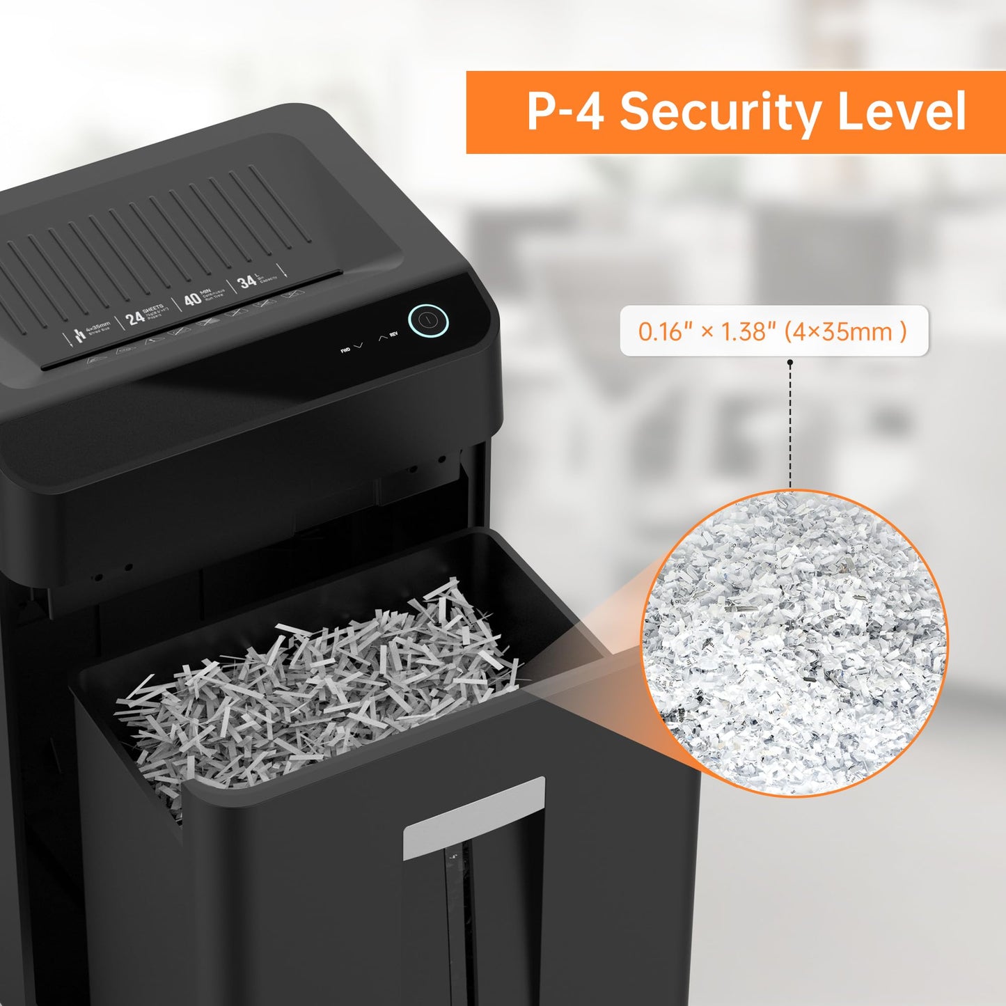 Locksworth Heavy Duty Paper Shredder, 24-Sheet Cross-Cut Shredder, P-4 Security with 8.9 Gal Pull-Out Bin, Credit Card/Staple/Clip/CDs Heavy Duty Commercial Shredder for Office Use