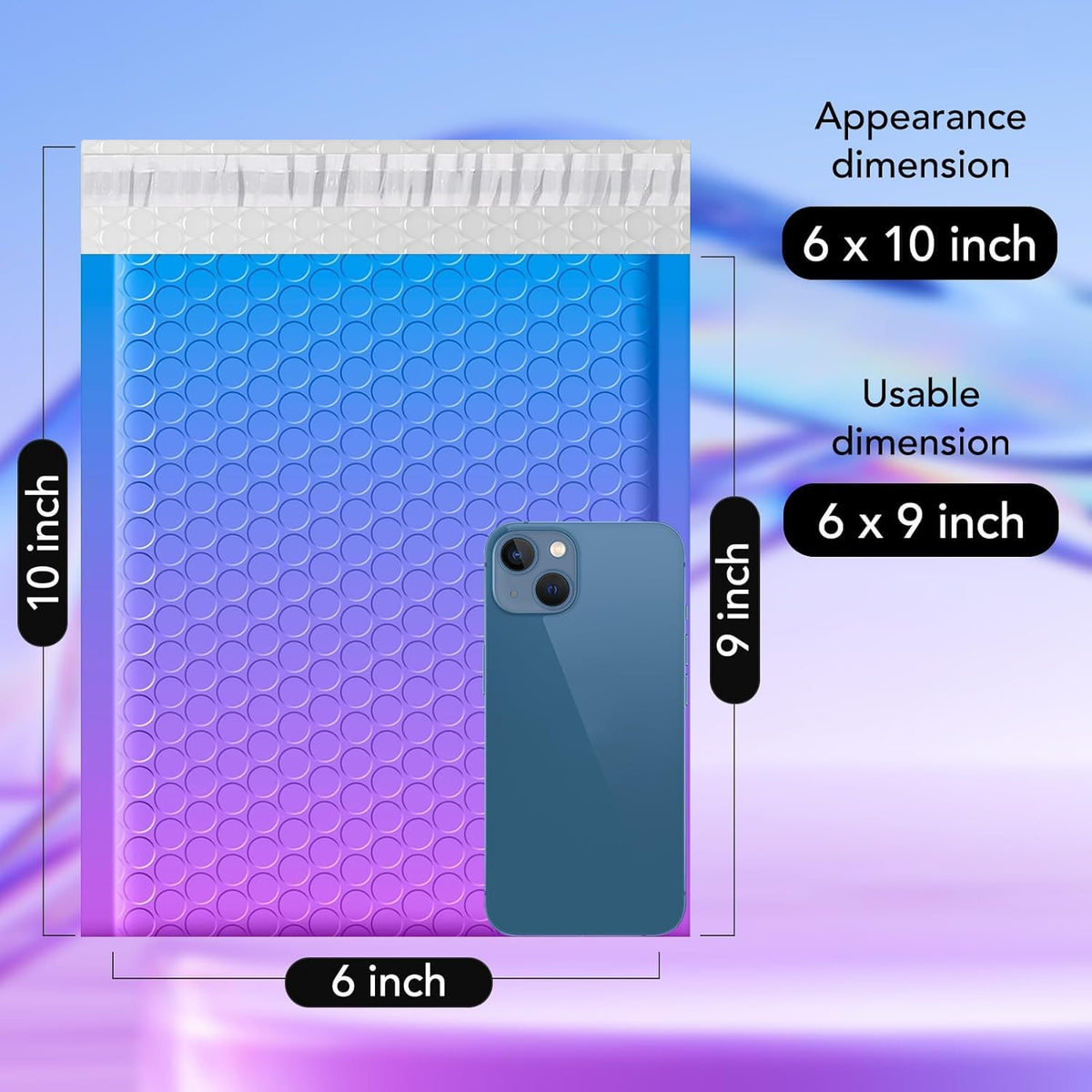 Fuxury Cute Design Bubble Mailers 6x10" 100 Pack Opaque Padded Envelopes Usable Size 6x9" Self Seal Pattern Shipping Envelopes for Mailing Jewelry Makeup Cards #0 Thick Bubble Padded Mailer BluePurple