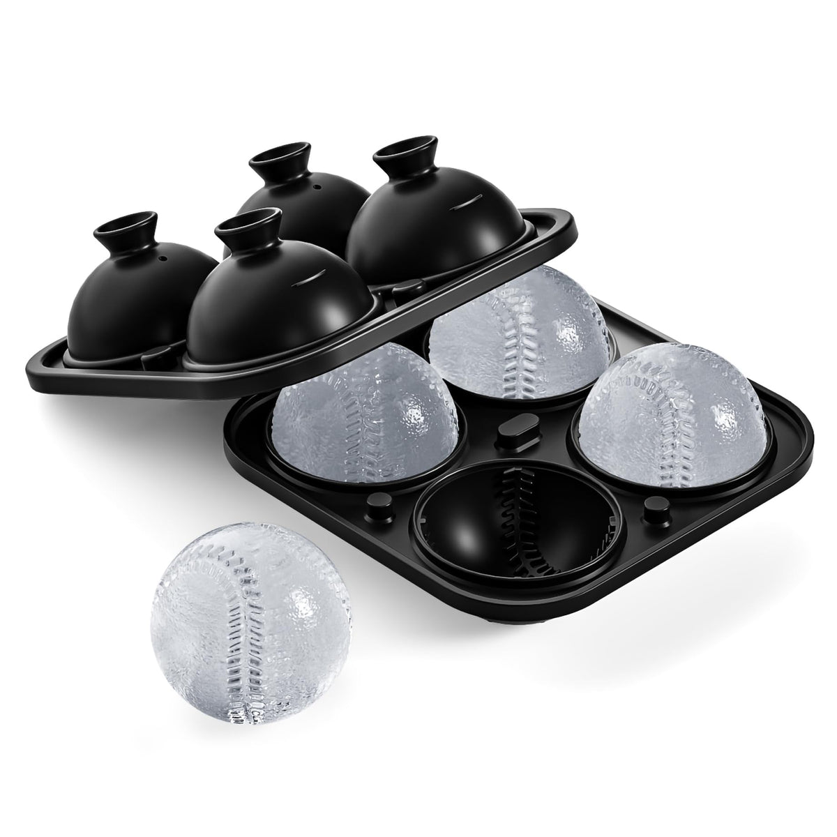 Bangp Baseball Ice Cube Molds,Novelty Baseball Gifts Ball Ice Maker Mold,2.2" Large Sphere Round Ice Cube Mold,Fun Shapes Large Whiskey Ice Cube Tray for Cocktails,Bourbon