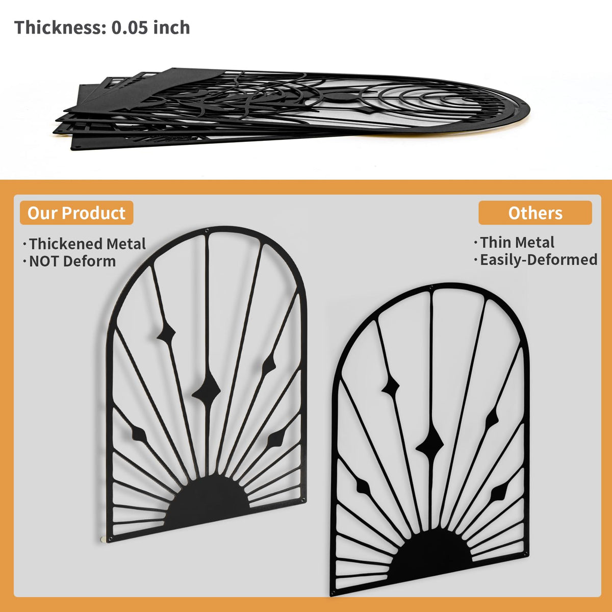 WOWSTAR 4 Pcs Black Large Metal Wall Art, 17x12 Inch Modern Minimalist Iron Wall Sculpture, 3D Textured Art Wall Décor for Living Room, Dining Room, Bedroom, Office