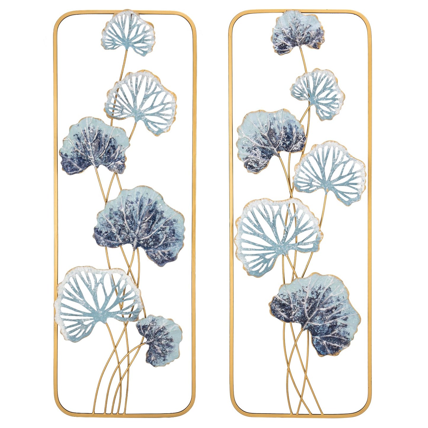 Arborus 2 Pack Gold Wall Art Décor, 35" Rectangular Panels Metal Work, Modern Wall Décor for Home Office Café Bedroom Living Room Wall Decoration