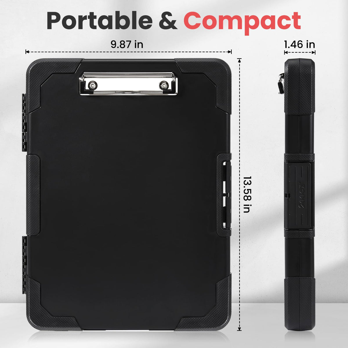 Sooez Toughest Clipboard with Storage, Internal Pen Pouch Included, Letter/ A4 Size, Shockproof Heavy Duty Plastic Clip Boards 8.5x11”, High Capacity Clipboards Box Case for Contractor Trucker Driver