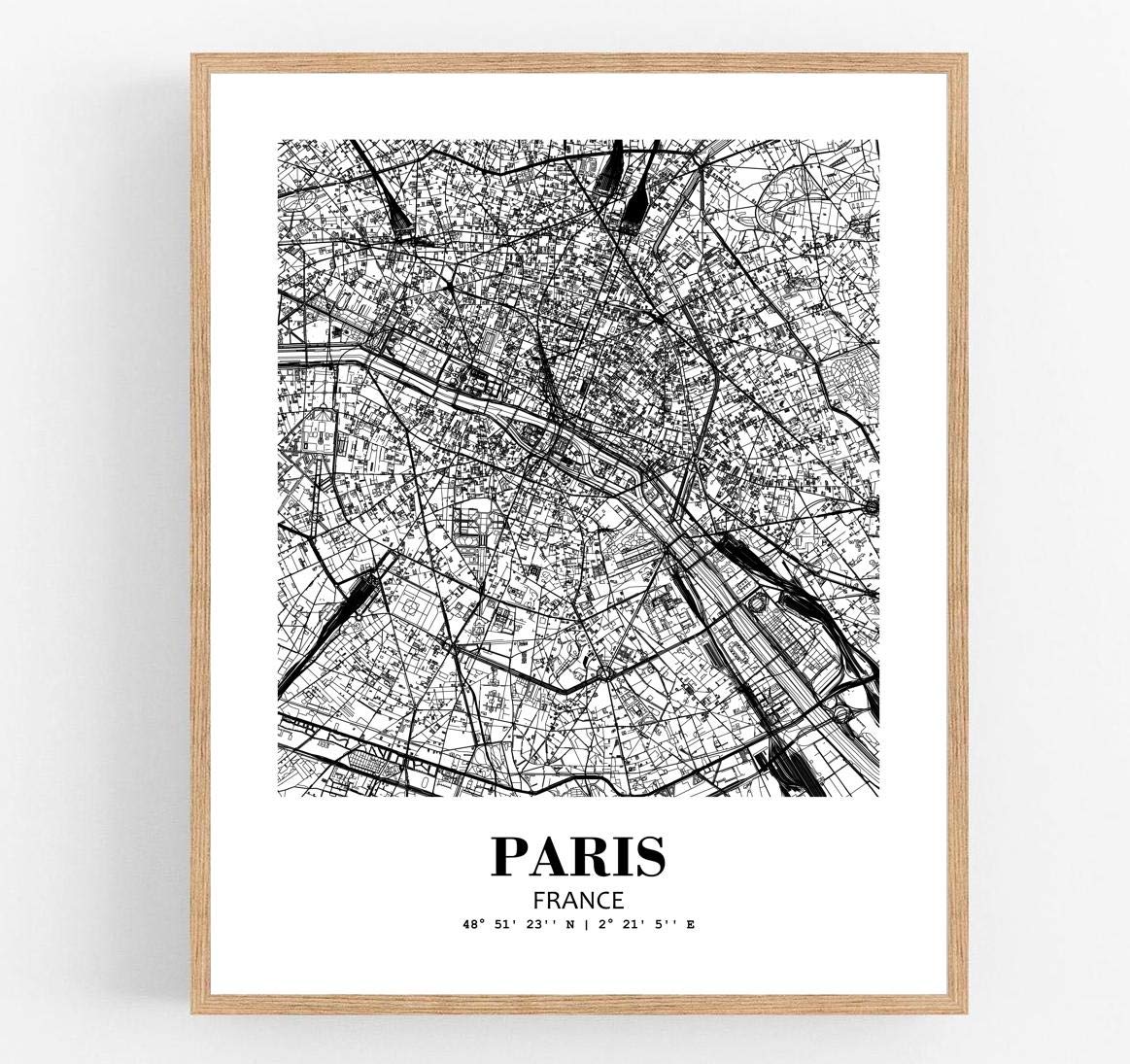 Eleville 8X10 Unframed Paris France City View Abstract Road Modern Map Art Print Poster Wall Office Home Decor Minimalist Line Art Hometown Housewarming wgn442