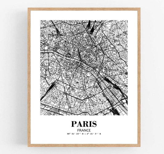 Eleville 8X10 Unframed Paris France City View Abstract Road Modern Map Art Print Poster Wall Office Home Decor Minimalist Line Art Hometown Housewarming wgn442