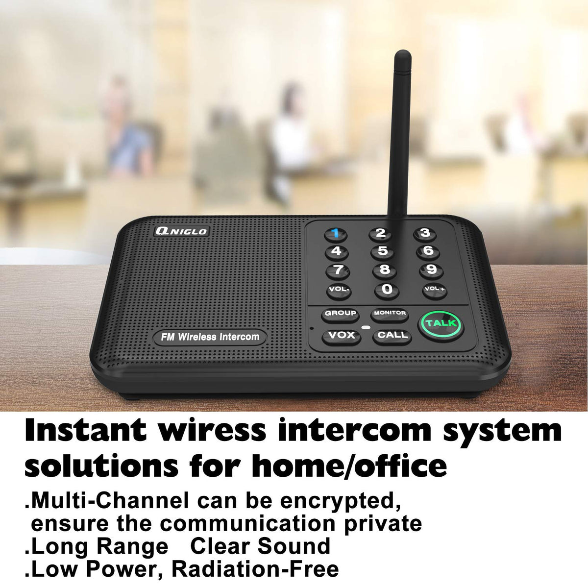 Intercoms Wireless for Home, Home Intercom System Wireless, 5280 Feet Long Range House Intercom System for Business, Two Way Wireless Intercoms for Office, Wireless Room Monitor LD666-4P