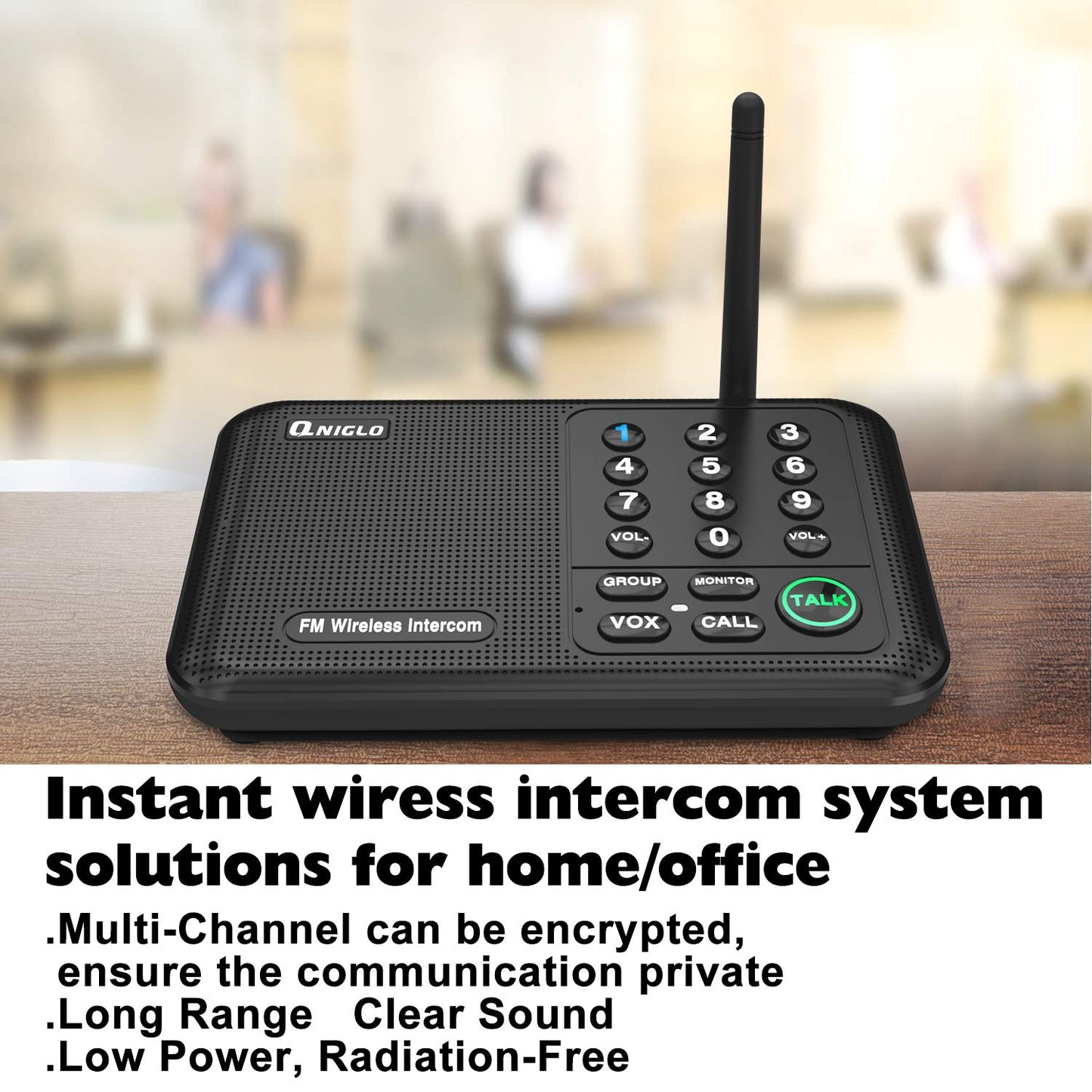 Intercoms Wireless for Home, 5280 Feet Long Range Wireless Intercom System for House, 10 Channels Intercoms System for Business, Room to Room Intercom System with Monitor for Elderly LD666-3P